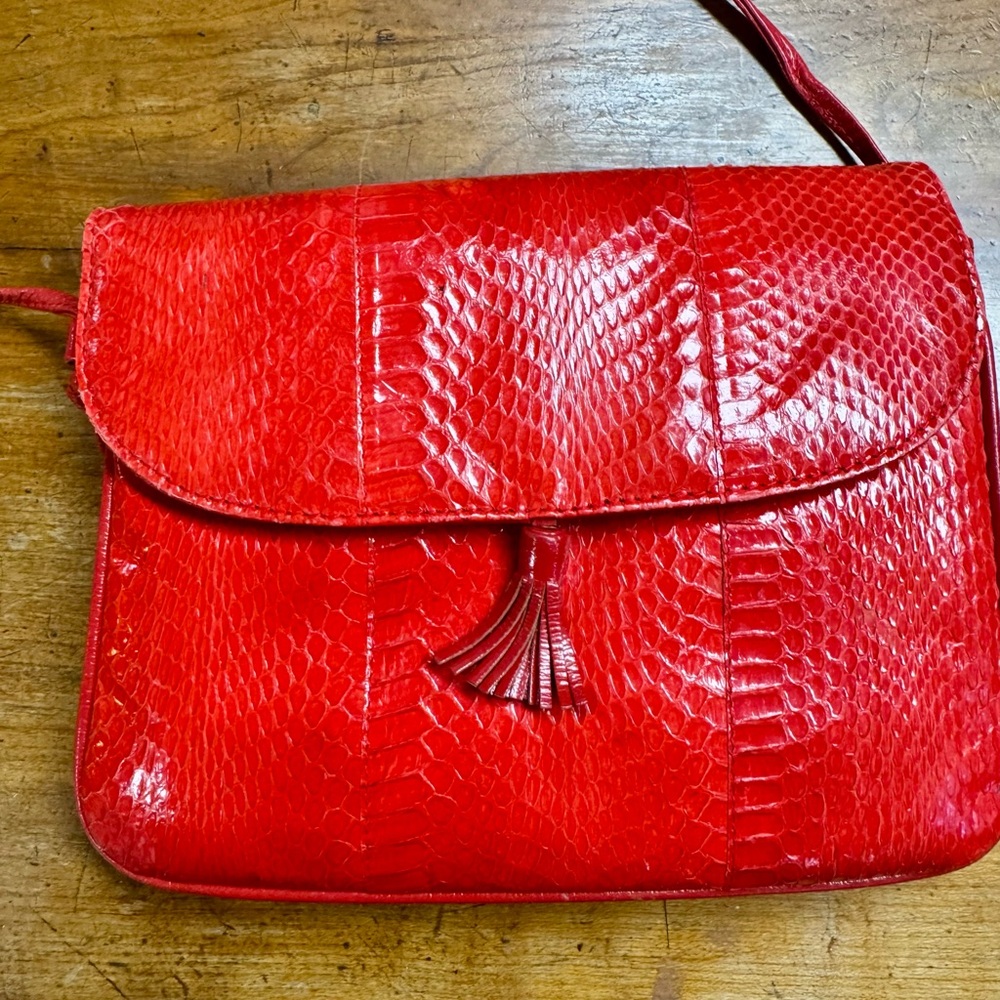 Red Snake Print Women's Crossbody Purse